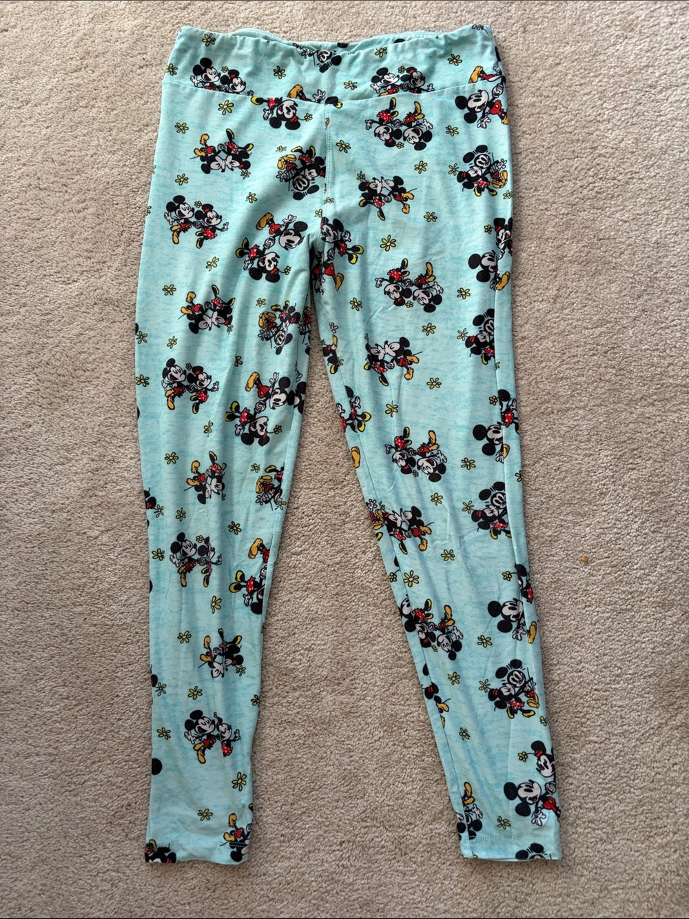 Light Aqua Mickey Mouse Print Leggings